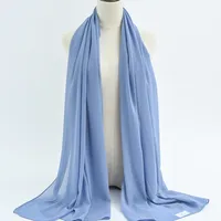 132 Colors In Stock Solid Color 148S Full Scarf Baotou Scarf Pearl Chiffon Bubble Scarf Chiffon Beads Ethnic Headscarf sku image 65