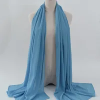 132 Colors In Stock Solid Color 148S Full Scarf Baotou Scarf Pearl Chiffon Bubble Scarf Chiffon Beads Ethnic Headscarf sku image 68