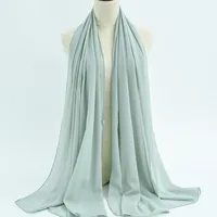 132 Colors In Stock Solid Color 148S Full Scarf Baotou Scarf Pearl Chiffon Bubble Scarf Chiffon Beads Ethnic Headscarf sku image 72