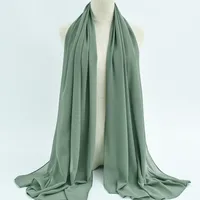 132 Colors In Stock Solid Color 148S Full Scarf Baotou Scarf Pearl Chiffon Bubble Scarf Chiffon Beads Ethnic Headscarf sku image 74