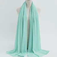 132 Colors In Stock Solid Color 148S Full Scarf Baotou Scarf Pearl Chiffon Bubble Scarf Chiffon Beads Ethnic Headscarf sku image 77