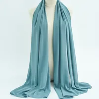 132 Colors In Stock Solid Color 148S Full Scarf Baotou Scarf Pearl Chiffon Bubble Scarf Chiffon Beads Ethnic Headscarf sku image 78