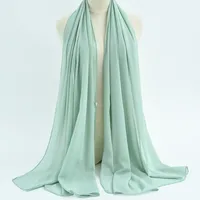 132 Colors In Stock Solid Color 148S Full Scarf Baotou Scarf Pearl Chiffon Bubble Scarf Chiffon Beads Ethnic Headscarf sku image 79