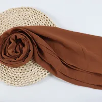 132 Colors In Stock Solid Color 148S Full Scarf Baotou Scarf Pearl Chiffon Bubble Scarf Chiffon Beads Ethnic Headscarf sku image 84