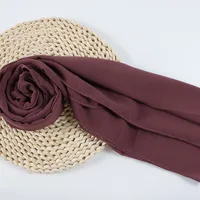 132 Colors In Stock Solid Color 148S Full Scarf Baotou Scarf Pearl Chiffon Bubble Scarf Chiffon Beads Ethnic Headscarf sku image 85