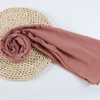 132 Colors In Stock Solid Color 148S Full Scarf Baotou Scarf Pearl Chiffon Bubble Scarf Chiffon Beads Ethnic Headscarf sku image 89
