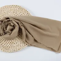 132 Colors In Stock Solid Color 148S Full Scarf Baotou Scarf Pearl Chiffon Bubble Scarf Chiffon Beads Ethnic Headscarf sku image 90
