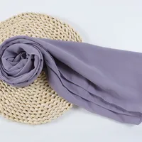 132 Colors In Stock Solid Color 148S Full Scarf Baotou Scarf Pearl Chiffon Bubble Scarf Chiffon Beads Ethnic Headscarf sku image 94