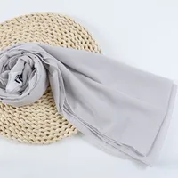 132 Colors In Stock Solid Color 148S Full Scarf Baotou Scarf Pearl Chiffon Bubble Scarf Chiffon Beads Ethnic Headscarf sku image 97