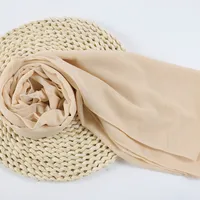 132 Colors In Stock Solid Color 148S Full Scarf Baotou Scarf Pearl Chiffon Bubble Scarf Chiffon Beads Ethnic Headscarf sku image 105