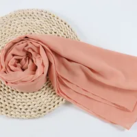 132 Colors In Stock Solid Color 148S Full Scarf Baotou Scarf Pearl Chiffon Bubble Scarf Chiffon Beads Ethnic Headscarf sku image 107