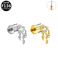 Simple Style Classic Style Flower Bee Titanium Alloy Plating Inlay Zircon 14K Gold Plated White Gold Plated Unisex Lip Stud Ear Studs main image 2