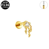Simple Style Classic Style Flower Bee Titanium Alloy Plating Inlay Zircon 14K Gold Plated White Gold Plated Unisex Lip Stud Ear Studs sku image 1