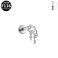 Simple Style Classic Style Flower Bee Titanium Alloy Plating Inlay Zircon 14K Gold Plated White Gold Plated Unisex Lip Stud Ear Studs sku image 4
