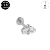 Simple Style Classic Style Flower Bee Titanium Alloy Plating Inlay Zircon 14K Gold Plated White Gold Plated Unisex Lip Stud Ear Studs sku image 5