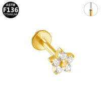 Simple Style Classic Style Flower Bee Titanium Alloy Plating Inlay Zircon 14K Gold Plated White Gold Plated Unisex Lip Stud Ear Studs sku image 3