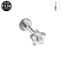 Simple Style Classic Style Flower Bee Titanium Alloy Plating Inlay Zircon 14K Gold Plated White Gold Plated Unisex Lip Stud Ear Studs sku image 2