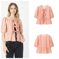Women's Blouse Half Sleeve Blouses Casual Elegant Streetwear Stripe main image 1
