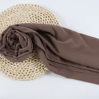 132 Colors In Stock Solid Color 148S Full Scarf Baotou Scarf Pearl Chiffon Bubble Scarf Chiffon Beads Ethnic Headscarf sku image 124