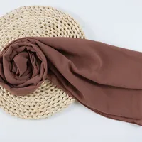 132 Colors In Stock Solid Color 148S Full Scarf Baotou Scarf Pearl Chiffon Bubble Scarf Chiffon Beads Ethnic Headscarf sku image 126