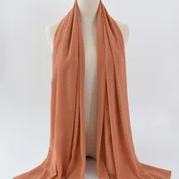 132 Colors In Stock Solid Color 148S Full Scarf Baotou Scarf Pearl Chiffon Bubble Scarf Chiffon Beads Ethnic Headscarf sku image 135