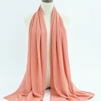 132 Colors In Stock Solid Color 148S Full Scarf Baotou Scarf Pearl Chiffon Bubble Scarf Chiffon Beads Ethnic Headscarf sku image 137