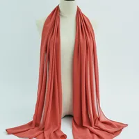 132 Colors In Stock Solid Color 148S Full Scarf Baotou Scarf Pearl Chiffon Bubble Scarf Chiffon Beads Ethnic Headscarf sku image 138