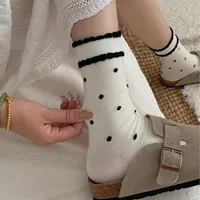 Women's Elegant Polka Dots Cotton Crew Socks A Pair main image 2