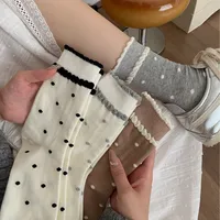 Women's Elegant Polka Dots Cotton Crew Socks A Pair main image 3