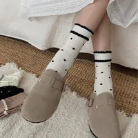 Women's Elegant Polka Dots Cotton Crew Socks A Pair main image 5