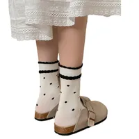 Women's Elegant Polka Dots Cotton Crew Socks A Pair main image 4
