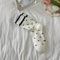 Women's Elegant Polka Dots Cotton Crew Socks A Pair sku image 1