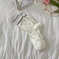 Women's Elegant Polka Dots Cotton Crew Socks A Pair sku image 2