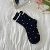 Women's Elegant Polka Dots Cotton Crew Socks A Pair sku image 5