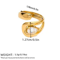 Elegant Solid Color 304 Stainless Steel 18K Gold Plated Women's Open Rings sku image 1