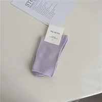 Women's Simple Style Solid Color Cotton Crew Socks A Pair sku image 7