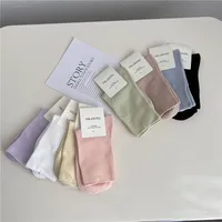 Women's Simple Style Solid Color Cotton Crew Socks A Pair main image 5
