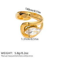 Elegant Solid Color 304 Stainless Steel 18K Gold Plated Women's Open Rings sku image 3
