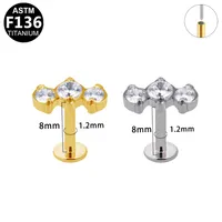 Simple Style Classic Style Butterfly Titanium Alloy Plating Inlay Pearl Zircon 14K Gold Plated White Gold Plated Unisex Lip Stud Ear Studs main image 3