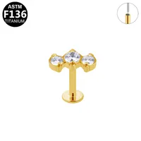 Simple Style Classic Style Butterfly Titanium Alloy Plating Inlay Pearl Zircon 14K Gold Plated White Gold Plated Unisex Lip Stud Ear Studs sku image 1