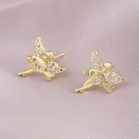 1 Pair Elegant Simple Style Letter Bow Knot Copper Ear Studs sku image 3