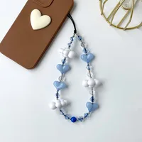 Acrylic Artificial Crystal Plastic Clouds Heart Shape Cute Sweet Mobile Phone Lanyard Phone Cases sku image 3