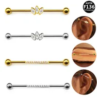 1 Piece Simple Style Classic Style Shamrock Plating Inlay Pure Titanium Titanium Alloy Zircon 14K Gold Plated White Gold Plated Cartilage Earrings main image 1