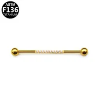 1 Piece Simple Style Classic Style Shamrock Plating Inlay Pure Titanium Titanium Alloy Zircon 14K Gold Plated White Gold Plated Cartilage Earrings sku image 3