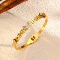 Vintage Style Solid Color 304 Stainless Steel Plating 18K Gold Plated Women's Bangle sku image 6