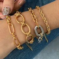 Casual Hip-Hop Geometric 304 Stainless Steel Mixed Metal Plating Women's Bracelets main image 1