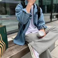 Men's Solid Color Vintage Style Turndown Long Sleeve Loose Men's Shirt main image 4