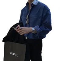 Men's Solid Color Vintage Style Turndown Long Sleeve Loose Men's Shirt main image 3
