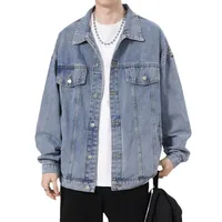 NASA Men's Denim Jacket, Oversized High Street Casual Coat, Loose Fit Trendy All - Season Bomber Jacket main image 1