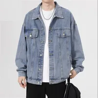 NASA Men's Denim Jacket, Oversized High Street Casual Coat, Loose Fit Trendy All - Season Bomber Jacket sku image 2